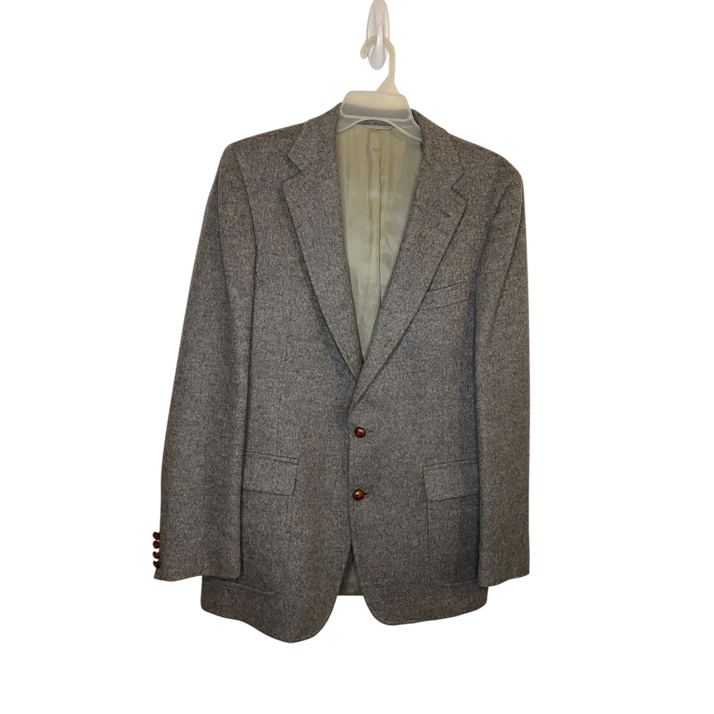 Chaps Ralph Lauren Mens Gray Camel Hair Blazer Sport Coat 42 L Scotland Vintage